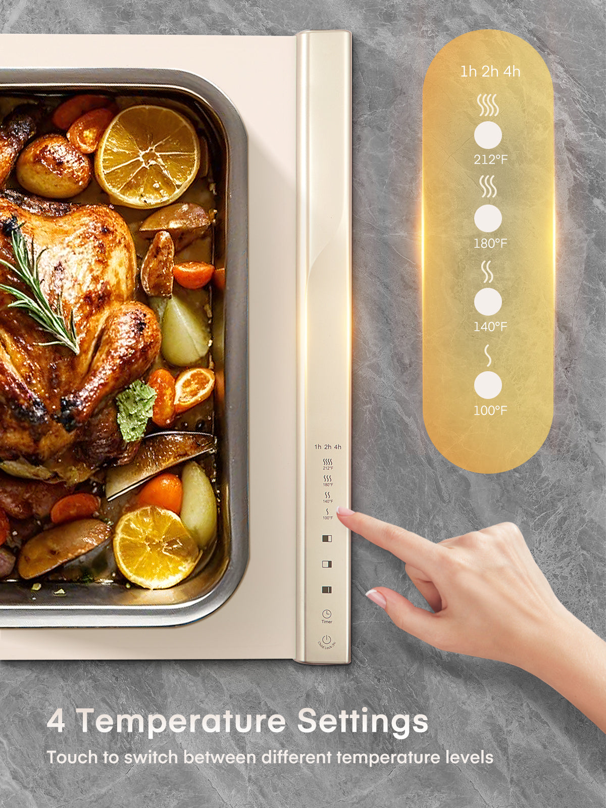 FOHERE Warming Mat for Food, Fast Full Surface Electric Warming Tray with Upgrade Temperature Settings, Food Grade Silicone Nano-Material, 4H Timer, for Buffet Party and Home Daily Use