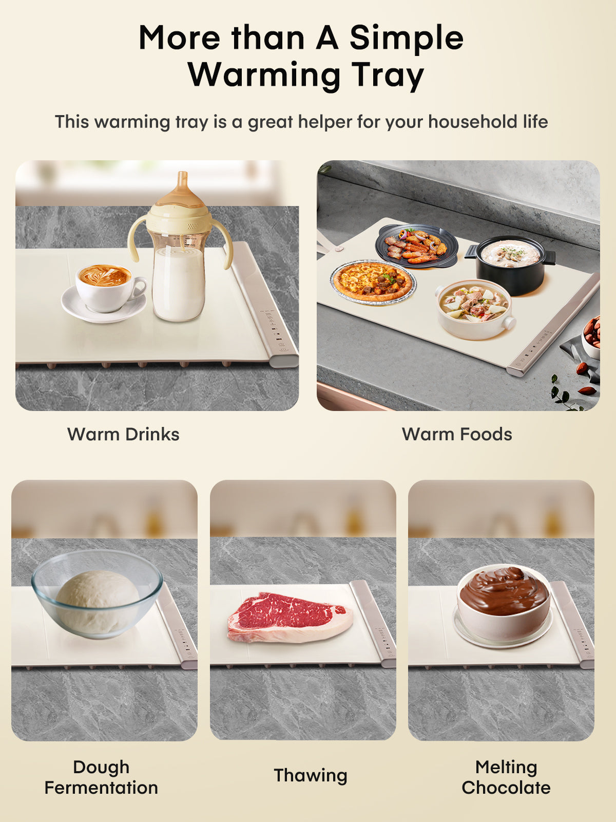 FOHERE Warming Mat for Food, Fast Full Surface Electric Warming Tray with Upgrade Temperature Settings, Food Grade Silicone Nano-Material, 4H Timer, for Buffet Party and Home Daily Use