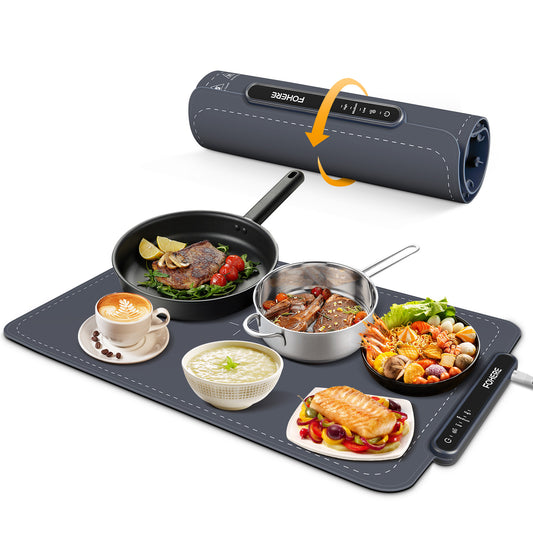 FOHERE Warming Mat for Food Full Surface Heating with 3 Modes, Electric Warming Tray Keeping Food Warm or Thawing for Parties Buffets Gatherings Holidays Daily Use, Versatile, Rollable, Dark Blue